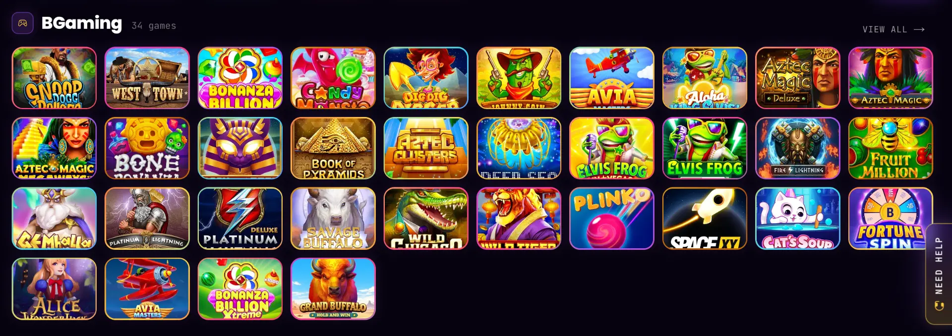 BGaming slot library thumbnails on Ora.games